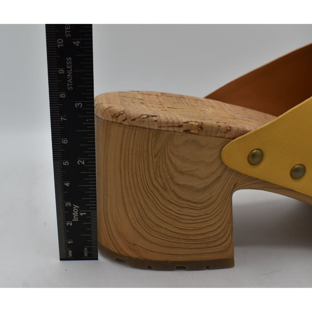 Kork-Ease Womens Size 10 Tatum Yellow Full Grain Leather Heeled Platform Sandals - Picture 10 of 13